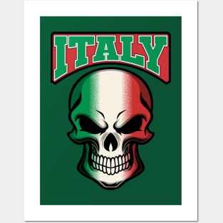 ITALY FLAG IN A SKULL EMBLEM Posters and Art